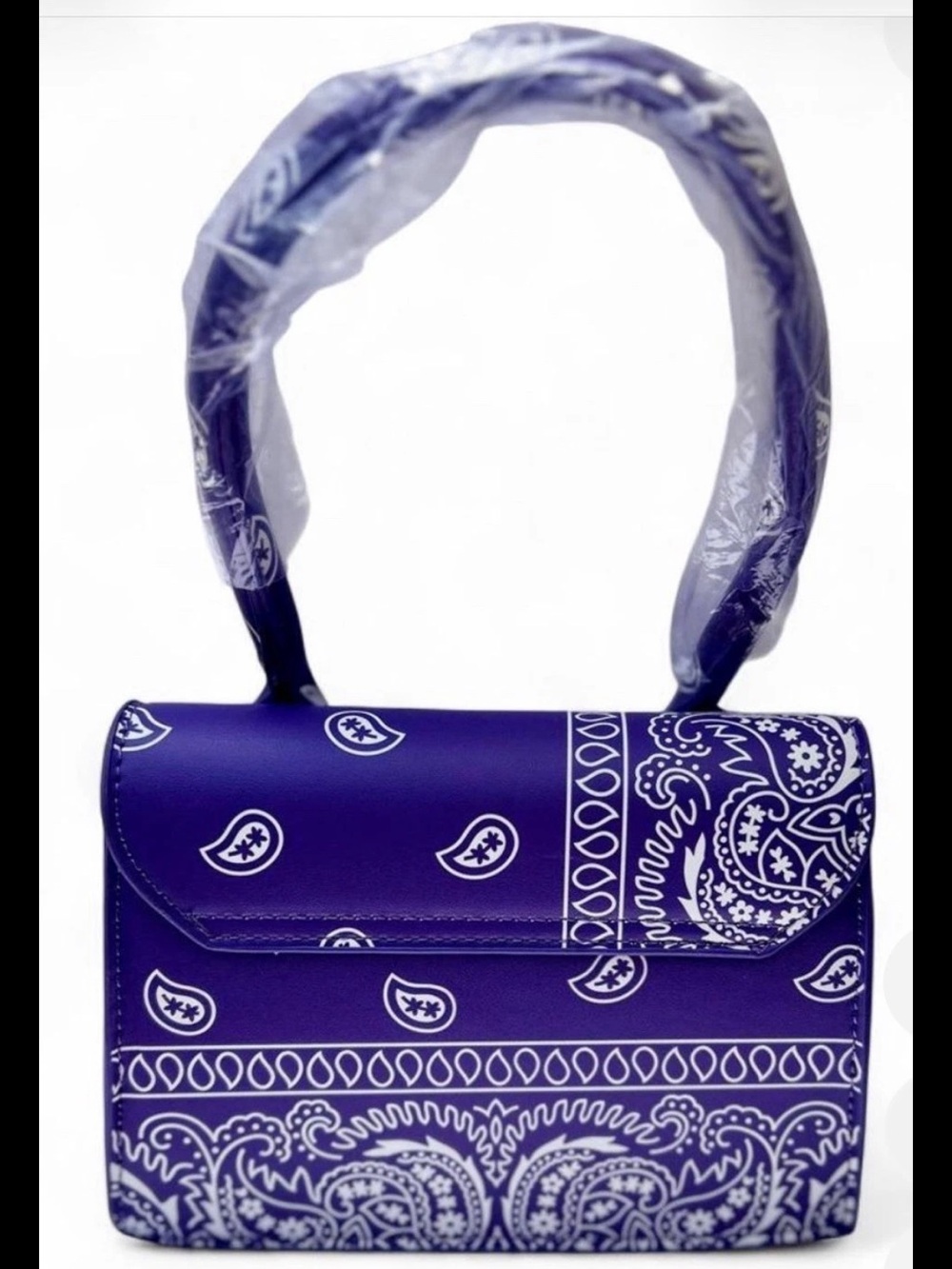 Women’s Purple Bandana-Print Mini Crossbody Handbag